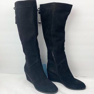 Antonio Melani Maesyn Tall Suede Wedge Black Boots NWOB; SZ 7M